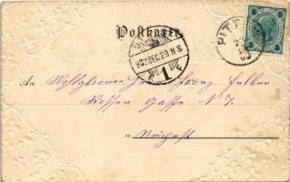 1903 Die besten Glückwünsche zum Neuen Jahre! / New Year greeting card, clovers. Emb. litho (EK)