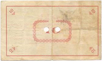 Pápa 1919. május 8. "Pápai csekk" 10K lyukasztással érvénytelenítve és ovális szárazbélyeg...