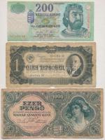 6db vegyes, főleg magyar bankjegy, közte 1923. 1000K nyomdahely jelölés nélkül T:III,III-