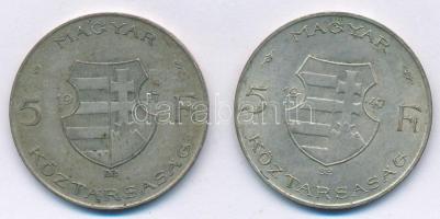 1947. 5Ft Ag "Kossuth" (2x) T:2,2- Adamo F8.1