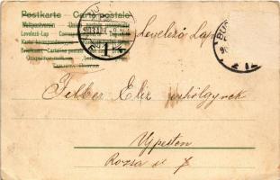 1903 Fröhliche Ostern! / Easter greeting card, chicken and eggs. litho (EB)