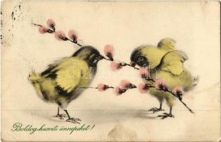 1912 Boldog Húsvéti Ünnepeket! / Easter greeting card, chicken. P.T.L. Art de Vienne No. 134. (EK)