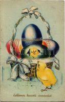 Kellemes Húsvéti Ünnepeket! / Easter greeting card, chicken. Cecami N. 7098. (EK)