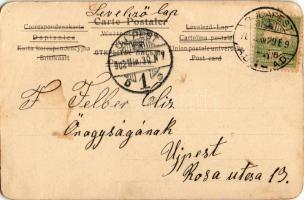 1902 Húsvéti üdvözlet / Easter greeting card, angels praying (levágott sarkak / cut corners)