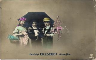 1911 Üdvözlet Erzsébet névnapjára / Hungarian Name Day greeting card (EB)