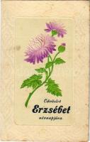 1907 Üdvözlet Erzsébet névnapjára / Hungarian Name Day greeting card. Emb. litho (EB)