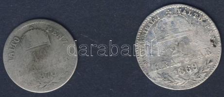 1869Gy.F. 20kr Ag T:3-/4+ + 1870K.B. 10kr Ag T:4