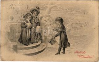 1911 Fröhliche Weihnachten / Christmas greeting art postcard. B.K.W.I. 2831-2. s: Kränzle (Rb)