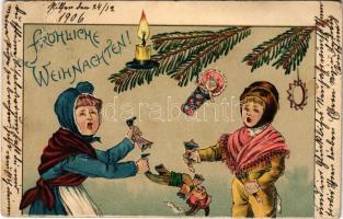 1906 Fröhliche Weihnachten / Christmas greeting art postcard. Emb. litho (b)