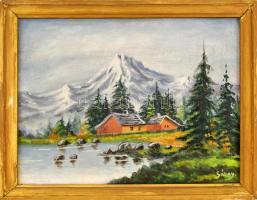 Sáray jelzéssel: Tóaprt. Olaj, vászon. Díszes fa keretben. 24x32 cm