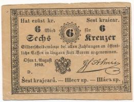 1849. 6kr Almásy, D sorozat T:III  Hungary 1849. 6 Kreuzer Almásy, with D prefix C:F Adamo G100