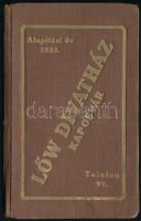 1938-43 Löw Divatház, Kaposvár, bevásárlási könyv 50 fillér okmánybélyeggel, több, néhány későbbi bejegyzéssel, Aranyozott egészvászon kötésben.