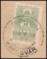 1938-43 Löw Divatház, Kaposvár, bevásárlási könyv 50 fillér okmánybélyeggel, több, néhány későbbi be...