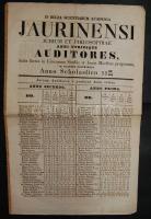 1838 A komáromi akadémia jog és filozófia szakos hallgatóinak névsora és előmenetele 4 oldalas nyomtatvány  / List and progress in studies of the students of the Komarom Academia, law and philosophy