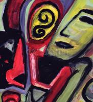 fe. LL. ' 95 jelzéssel: Ülő alak. Olaj, papír. 41,5x29,5 cm