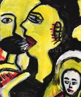 fe. LL. ' 95 jelzéssel: Alakok. Olaj, papír. 41,5x29,5 cm