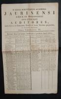 1832 A komáromi akadémia jog és filozófia szakos hallgatóinak névsora és előmenetele 4 oldalas nyomtatvány  / List and progress in studies of the students of the Komarom Academia, law and philosophy