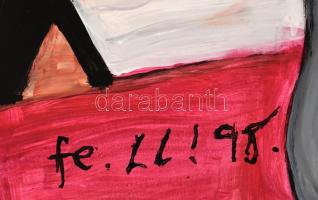 fe. LL. ' 95 jelzéssel: Figurák. Olaj, papír. 29,5x41,5 cm