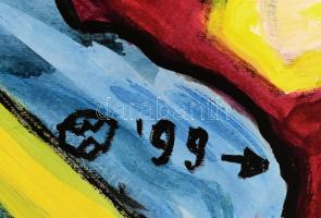 WA ' 99 jelzéssel: Labdázók. Olaj, karton. 50x70 cm