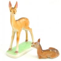 Drasche porcelán őzike és őzgida, kézzel festett, jelzett, egészen apró kopásnyommal, m: 15 cm és 8×...