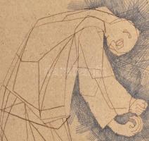 Szendőfi Pál (1939-): Emlékezés, 1975. Ceruza, filctoll, papír, vékony kartonra kasírozva. Jelzett é...