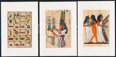 4 db kézzel festett kisebb méretű papirusz.