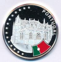 Svájc ~2004. Európa - Portugália részben festett, jelzett Ag emlékérem (14,84g/0.999/33mm) T:PP Switzerland ~2004. Europa - Portugal partially painted, hallmarked Ag commemorative medallion (14,84g/0.999/33mm) T:PP