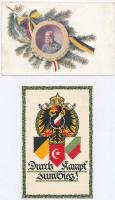 2 db RÉGI első világháborús katonai propaganda képeslap / 2 pre-1945 WWI military propaganda motive postcards