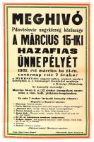 1937 Pilisvörösvári meghívó 1848-as ünnepségre. 45x29 cm Hajtva