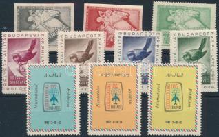 1951-1967 10 db levélzáró különböző bélyegkiállításokról, 3 db sor