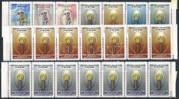 2000 Ezer éves a magyar állam székesfehérvári bélyegkiállítás levélzárói 3 db csíkban, összesen 21 db