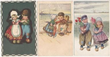 21 db RÉGI gyermek motívum képeslap / 21 pre-1945 children art motive postcards: Agnes Richardson, Castelli, Feiertag, Bertiglia...