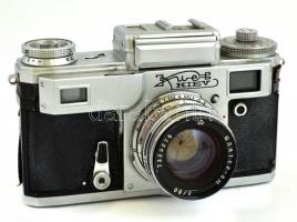 Kiev retro szovjet fényképezőgép, eredeti bőr tokjában, nem kipróbált