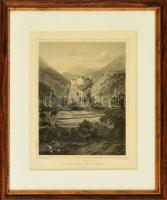 'Runcelstein bei Bozen', Runkelstein kastély látképe Dél-Tirolban, acélmetszet, (J. Riegel...