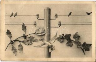 Christmas greeting card, dove with letter. B.K.W.I. 2769-6. (Rb)
