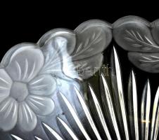 Virágmintás üveg kínáló tál, hibátlan, d: 28,5 cm, m: 10,5 cm