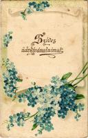 1908 Szíves üdvkívánataimat! / Art Nouveau floral Emb. litho greeting card (Rb)