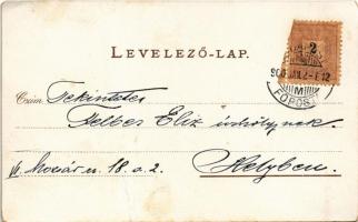 1900 Iskolába várnak / Children at school. litho (fa)