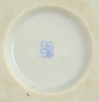 Herendi porcelán talpas tálka, kézzel festett, jelzett, hibátlan, d: 11 cm, m: 6 cm