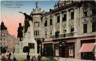 1915 Ljubljana; Laibach; Presernov spomenik / monument, shops, pharmacy (EK)
