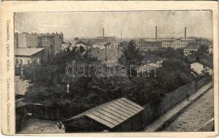1915 Tomaszów, Tomaszów Mazowiecki; Gesamtansicht / Ogólny widok / general view, factory +K.U.K. KOMMANDO DES STAFFELS 3/25. K.U.K. FELDPOSTAMT 57 (crease)
