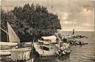 Abbazia, Opatija; Strand Motiv / beach, boats. D.K. Bp. 1906.-1091. (fl)