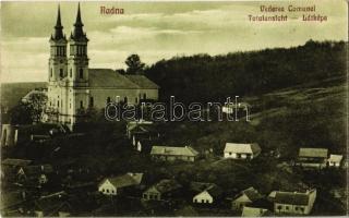 Máriaradna, Radna (Lippa, Lipova); látkép, kegytemplom / Totalansicht / Vederea Comunei / general view, pilgrimage church (EK)