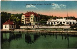 1929 Vízakna, Salzburg, Ocna Sibiului; Hotelul statului si lacurile Horia si Crisan / állami szálloda / hotel, lake (EK)
