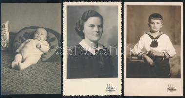 cca 1920-38 össz. 9 db portré felvétel különféle kaposvári műtermekből (Elite Fotószalon, Farkas, Be...