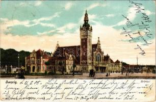 1905 Gdansk, Danzig; Bahnhof / railway station. Heliocolorkarte von Ottmar Zieher (EK)