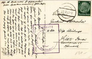 1941 Gdansk, Danzig; vom Bischofsberg / general view, swastika flag, NSDAP German Nazi Party propaga...