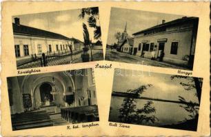 Szajol, községháza, Hangya üzlet, római katolikus templom, belső, Holt Tisza