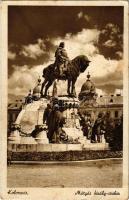 1942 Kolozsvár, Cluj; Mátyás király szobor / statue