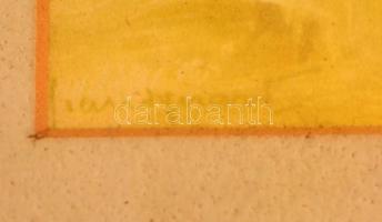 Olvashatatlan jelzéssel, 2 db mű: Hölgy portrék. Akvarell, papír, üvegezett keretben. Egyik keret há...